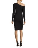 Christine Draped One-Shoulder Dress, Black
