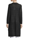 Long Organic Linen Cardigan, Black  