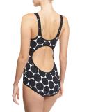 Circle-Print Cutout One-Piece Swimsuit