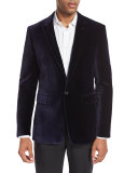 Velvet Peak-Lapel Single-Button Sport Coat, Purple