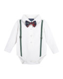 Jersey-Knit Bow Tie Playsuit, White, Size 3-24 Months