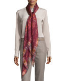 il Giardino di Sherazade Cashmere & Silk Scarf, Blue/Orange