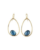 18K Rock Candy Tipped Oval Wire Earrings in London Blue Topaz