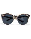 Up and At Em Semi-Rimless Round Sunglasses, White/Black