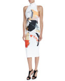 Dakota Sleeveless Printed Midi Dress, Cream/Multicolor