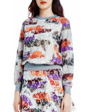 Crewneck Lace-Print Sweatshirt 