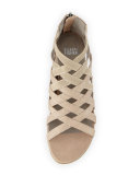 Airy Caged Leather Sneaker, Barley