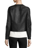 Perforated Leather Moto Jacket, Black
