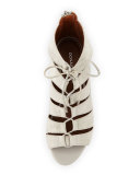 Jeisa Lace-Up Wedge Sandal, Light Gray