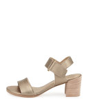 Broadband Metallic Leather City Sandal, Ale