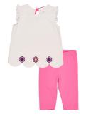 Sleeveless Floral Jersey Top w/ Leggings, Pink/White, Size 2-6X