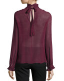 Emile-D Ruffle Long-Sleeve Top, Dark Plum