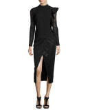 Sequin Wrap-Front Midi Skirt