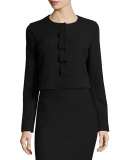 Geneva Cropped Stretch-Knit Jacket, Black