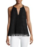 Eliska Crochet Lace Sleeveless Top, Black