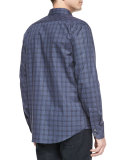 Tonal Windowpane Long-Sleeve Shirt, Navy