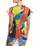 Mauritius Printed V-Neck Coverup Tunic/Dress