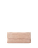 Gotham Crocodile Flap Clutch Bag, Nude Matte