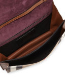 Check & Leather Small Crossbody Bag, Tan