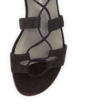 Romanflat Suede Flat Gladiator Sandal, Black
