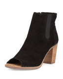 Majorca Perforated Suede Bootie, Black