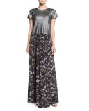 Harriet Long Pleated Printed Silk Skirt