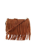 Finn Leather Fringe Crossbody Bag, Almond