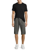 Mesh-Sides Drawstring Sweat Shorts, Concrete