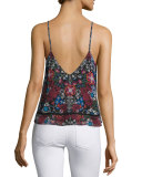 Floral-Print V-Neck Camisole, Border Floral