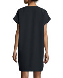 V-Neck Short-Sleeve Popover Shift Dress