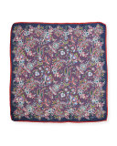 Epiphany Floral Silk Satin Scarf,Gray/Multicolor