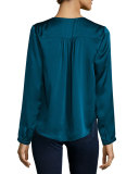 Maris Surplice Lace-Trim Top, Marine