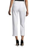 Nicole Cropped Italian Cady Pants, White