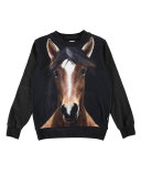 Regine Horse Pullover Sweatshirt, Black Size 3-10