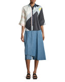 Seri Cotton Denim Skort, Blue