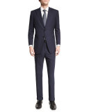 Taylor Textured Herringbone Wool Suit, Navy