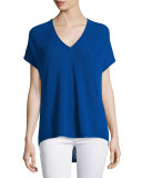 Chevron-Stitched V-Neck Cashmere Shirt