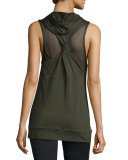 Twist-Back Hooded Athletic Tank Top, Army