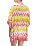 Zigzag-Print Fringe-Trim Tunic Coverup