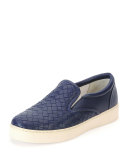 Napa Intrecciato Woven Skate Sneaker, Atlantic Blue