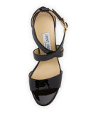 Fearne Patent Crisscross Wedge Sandal, Black