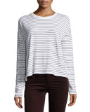 Vintage Stripe Long-Sleeve Tee, White/Black