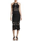 Sleeveless Lace Scalloped-Edge Top, Black