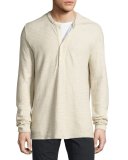 Striped Knit Henley T-Shirt, Ivory
