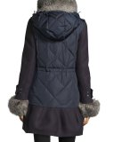 Elestoria Two-Piece Puffer Coat w/Fur Trim, Navy