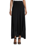 Asymmetric-Hem Tulle Maxi Skirt, Black