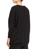 One-Button Relaxed Cotton Cardigan, Black