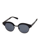 Cleopatra Monochromatic Semi-Rimless Sunglasses, Black
