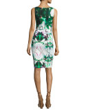 Angela Sleeveless Jersey Sheath Dress, Forest