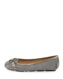 Fulton Glitter Chain-Mail Moccasin, Black/Silver